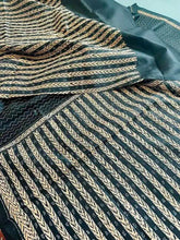 Hand Kantha Bangalore Silk Black Saree, Festive Beige - Saree - Aakritee - S10543